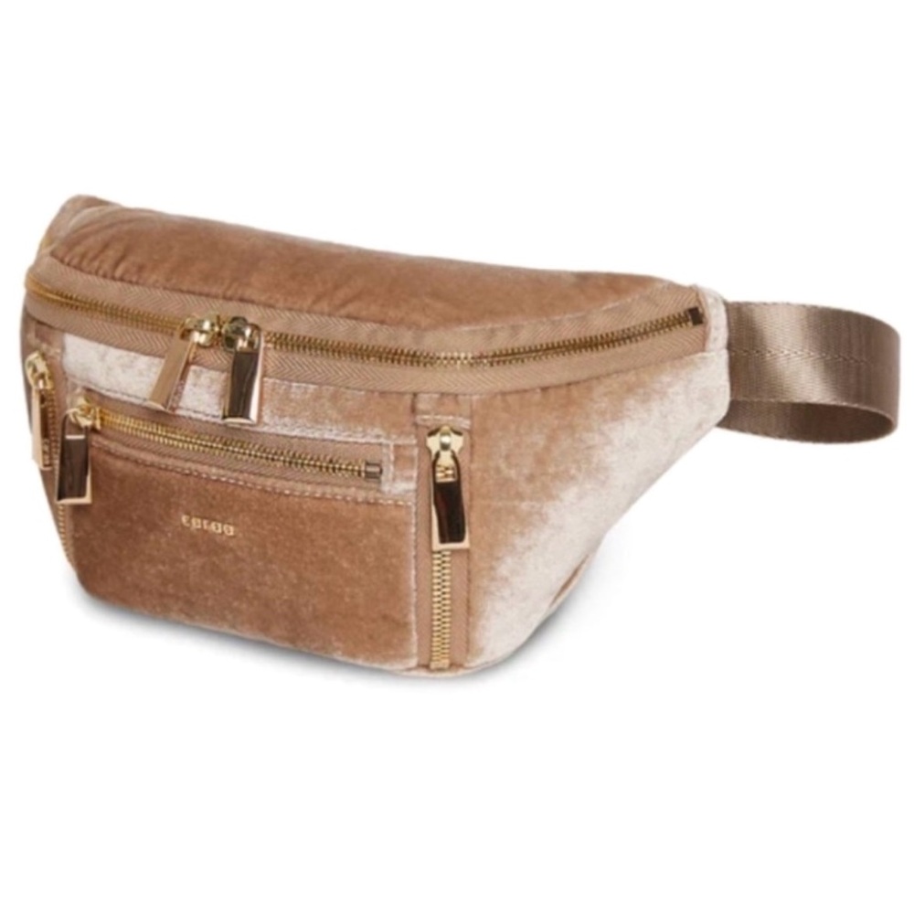 New Free People + Caraa Fawn Tan Velvet Sling Bag Crossbody Fanny Pack